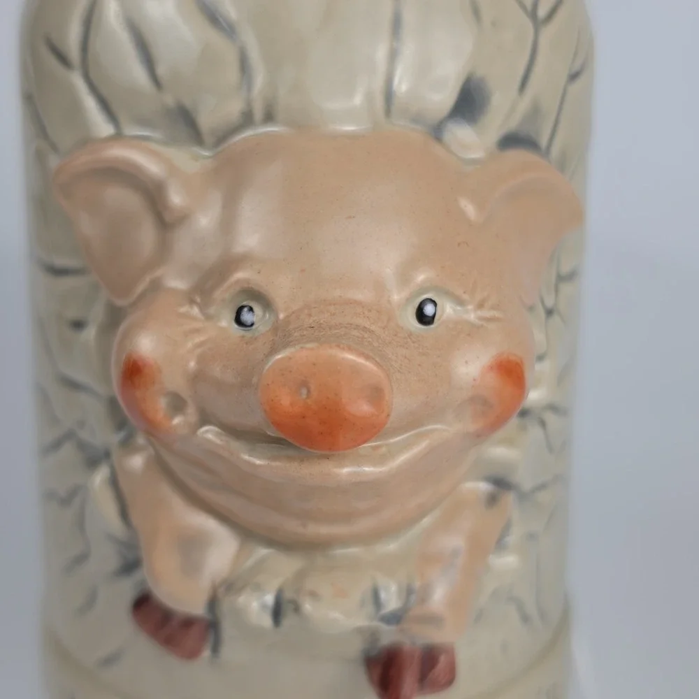 Diener Neu Schwein Stein German Pig Stoneware Character Stein Pewter Lid